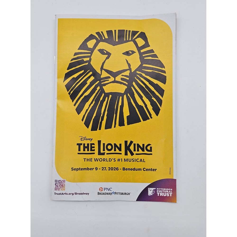 Disney The Lion King Broadway Musical Program Benedum Center Pittsburgh 2026